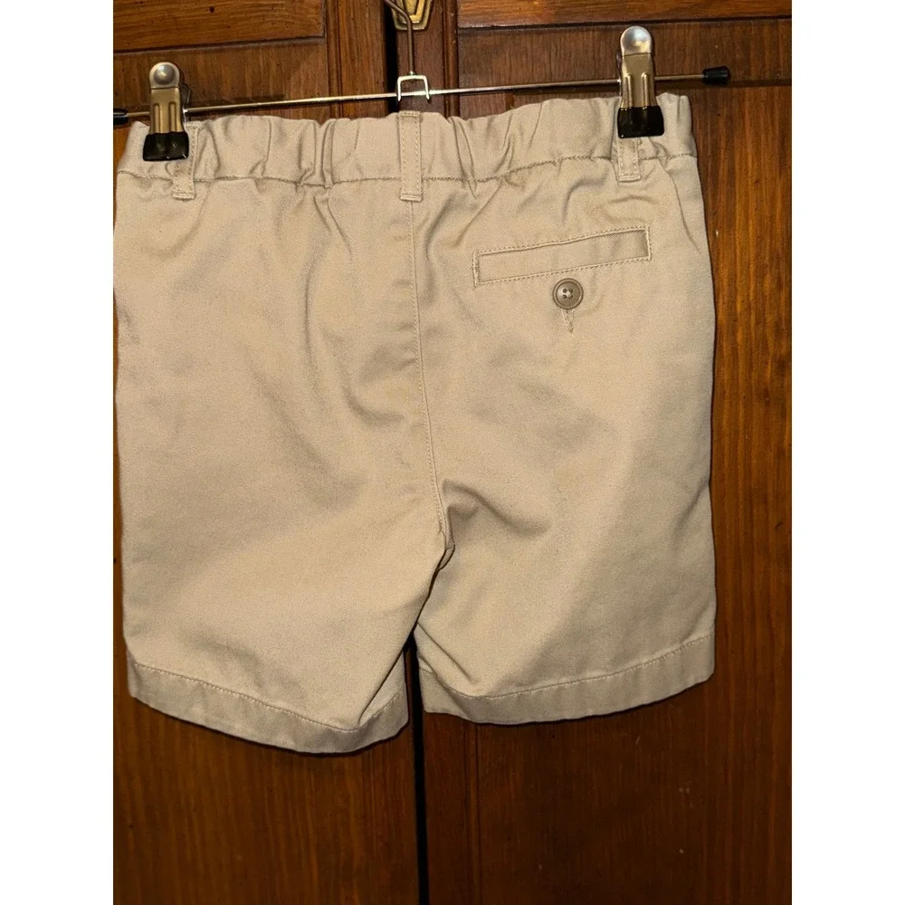 Lands End Kids Khaki Chino Shorts Tan Cotton Blend Size 6 Adjustable Waist